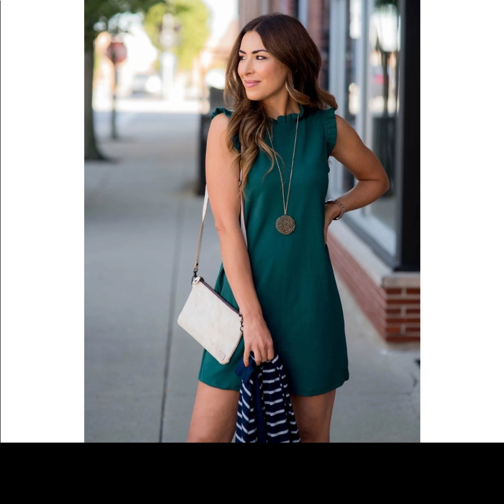 Emerald Green zipper back mini dress
